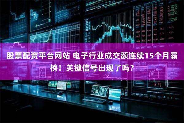 股票配资平台网站 电子行业成交额连续15个月霸榜！关键信号出现了吗？